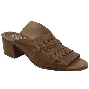 Miz Mooz Women’s Briar Brandy Brown Whipstitch Sandal Heel Slides Mules Size 38
